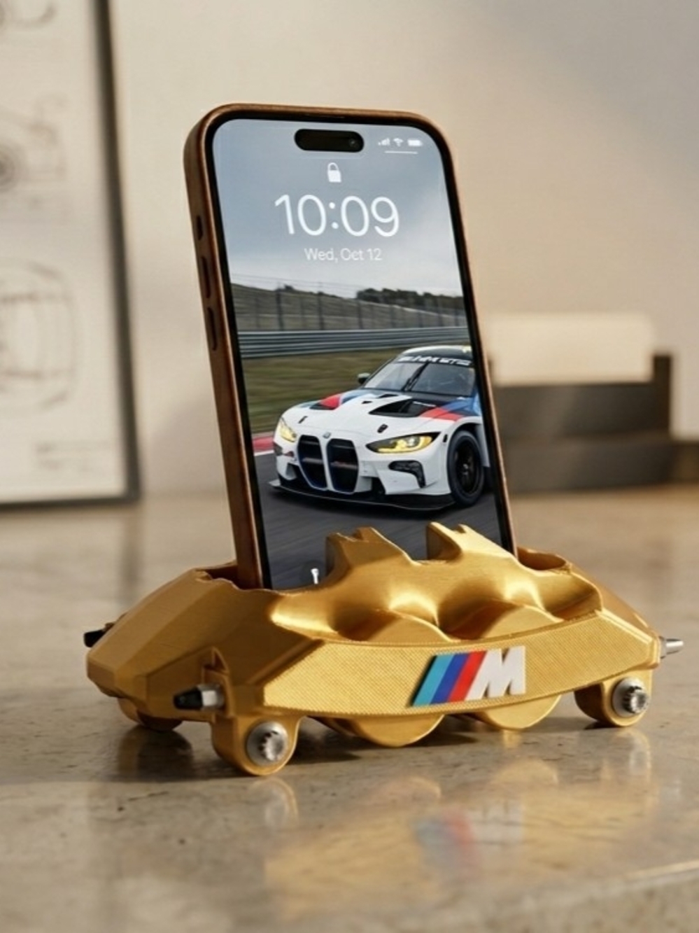 BMW M Motorsport CCB Golden Style Brake Caliper Phone Stand  Holder Office Decor